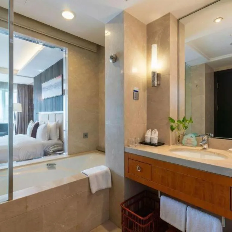 Bed in Qingdao Haidu Hotel