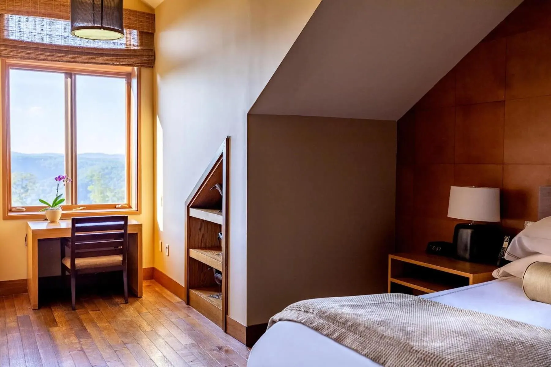 Bed in The Lodge at Primland, Auberge Collection