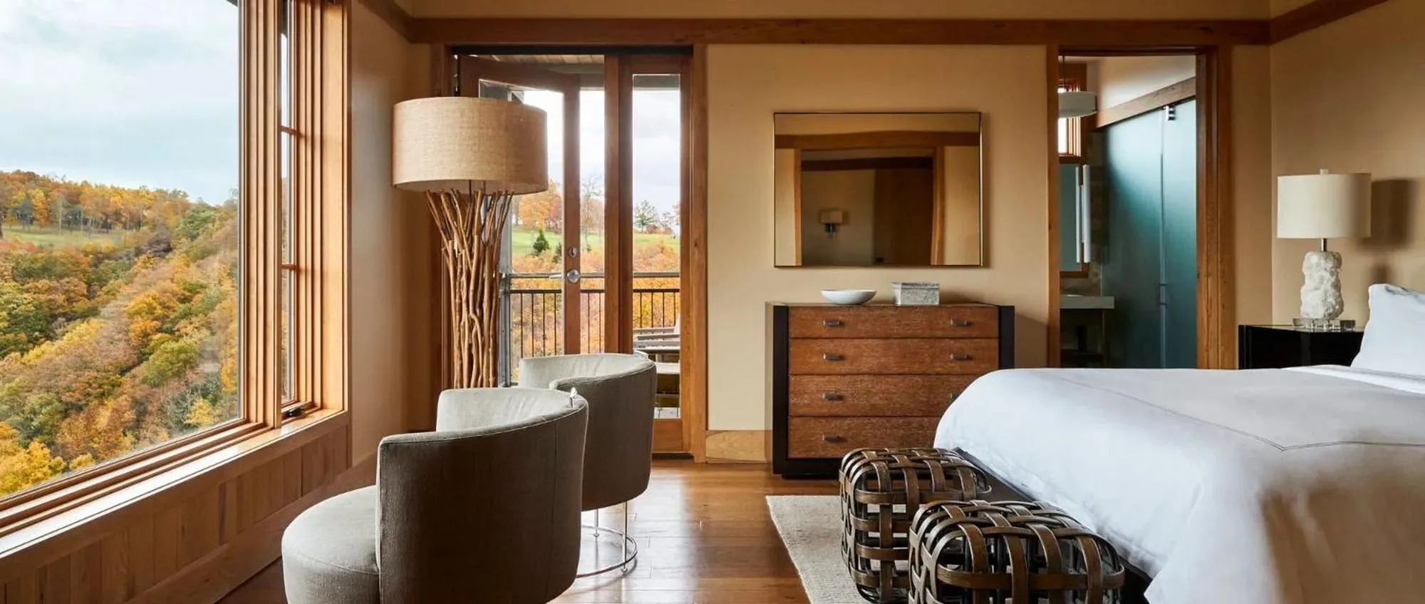 Bed in The Lodge at Primland, Auberge Collection