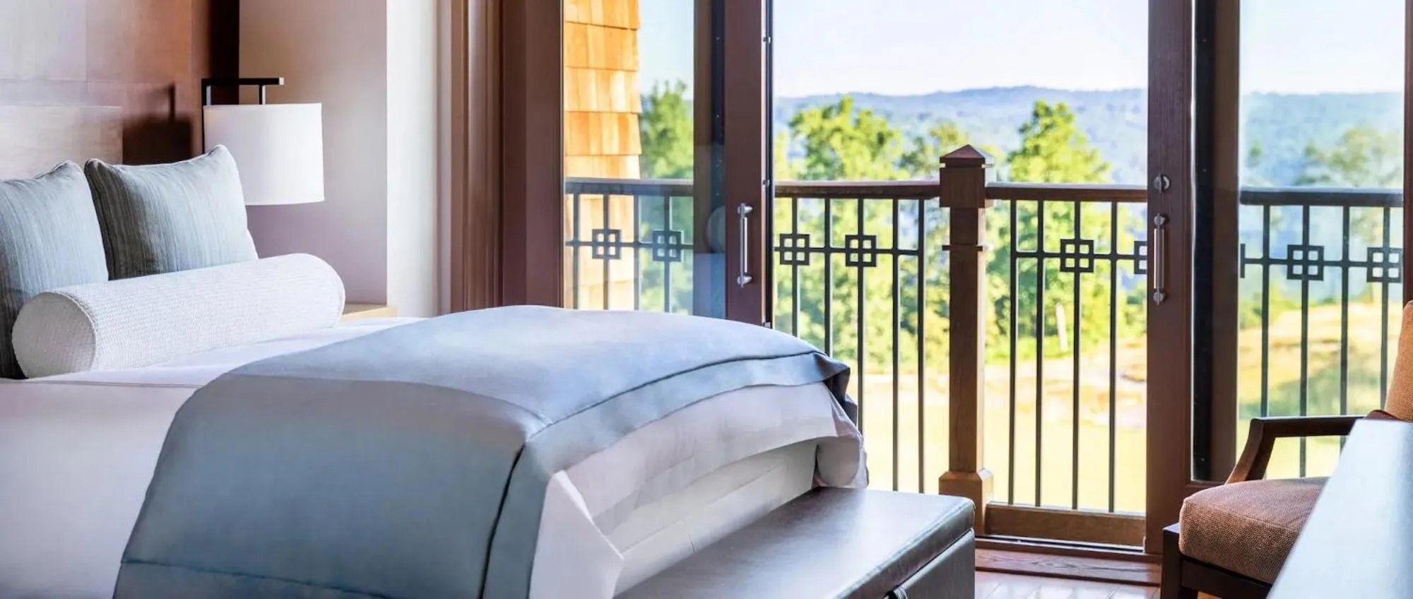 Bed in The Lodge at Primland, Auberge Collection