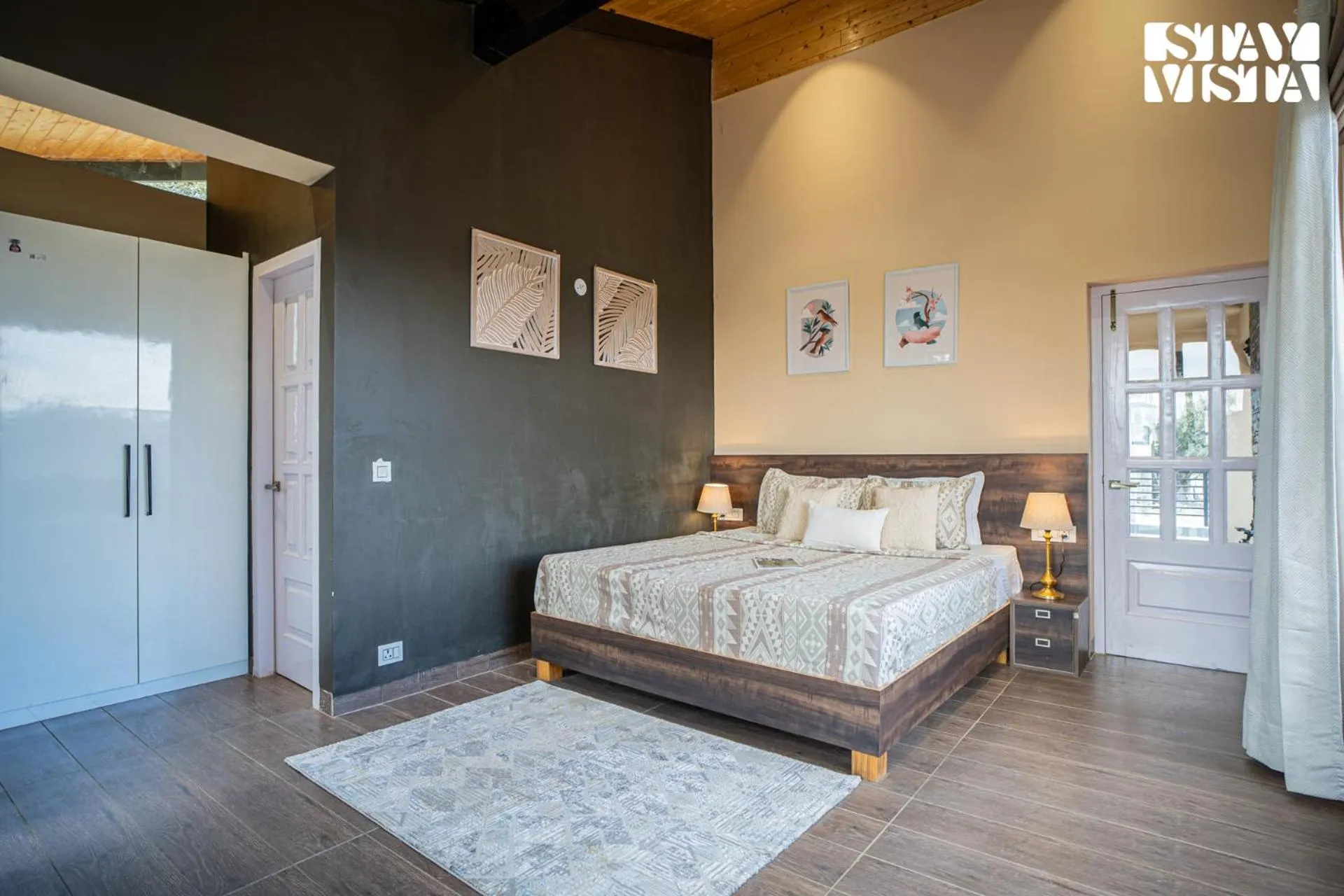 Bedroom, Bed in StayVista at Mountain Melody with Heater & Indoor-Outdoor Games