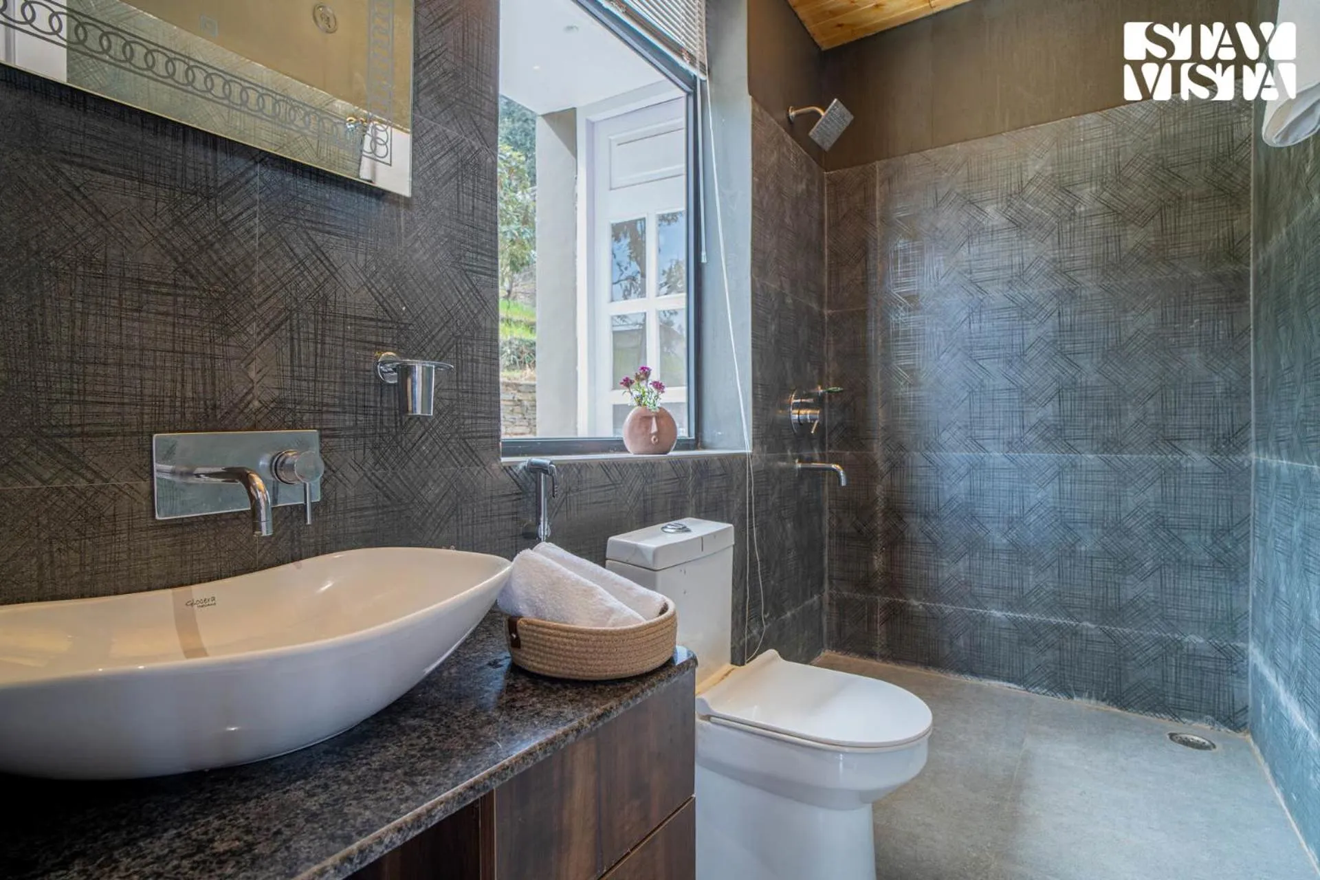 Bathroom in StayVista at Mountain Melody with Heater & Indoor-Outdoor Games
