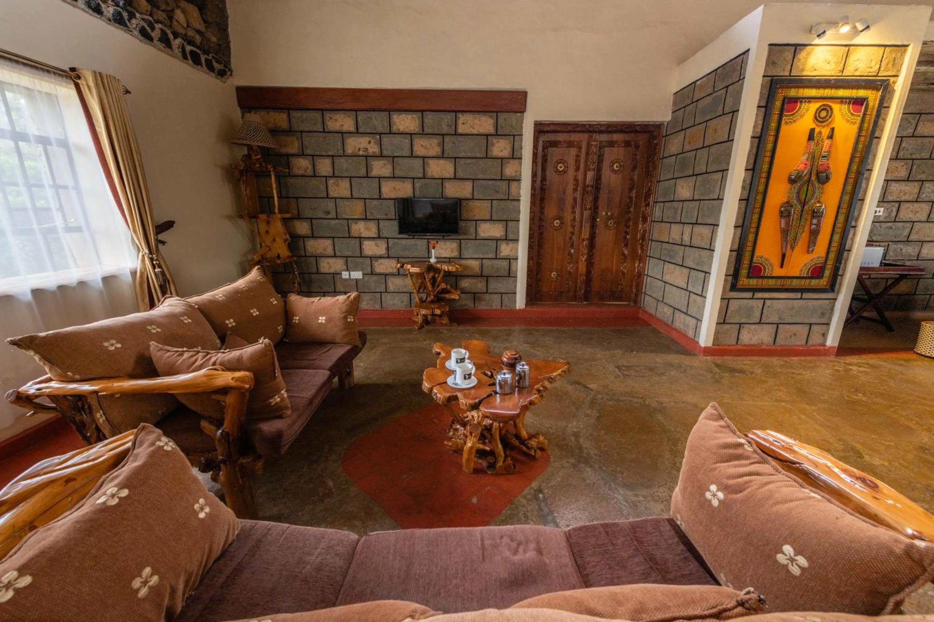 Living room in Naivasha Kongoni Lodge - Lakefront Getaway