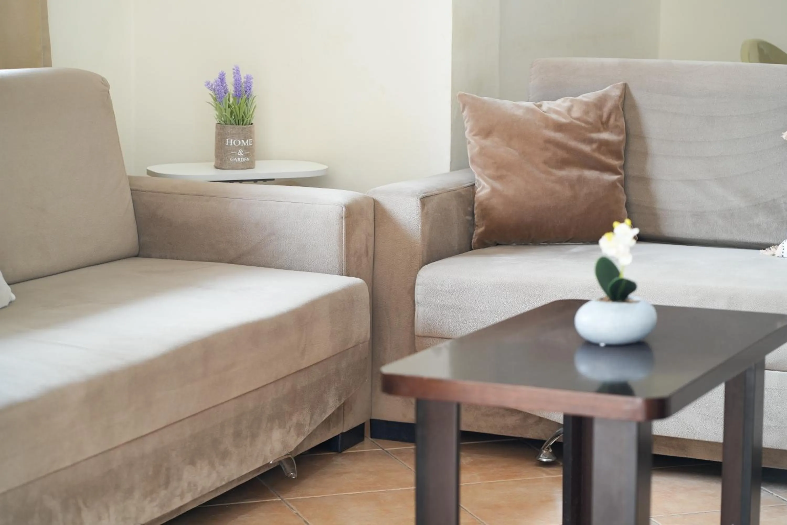 Living room in Saranda Waterside Apartments