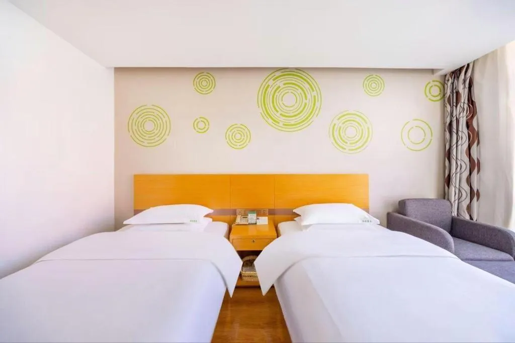 Bed in GreenTree Inn Linxia Niujinhe Avenue Express Hotel