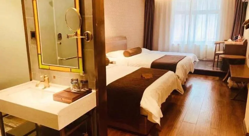 Bed in James Joyce Coffetel Qufu Tourist Center Gulou Street Sankong Scenic Spot