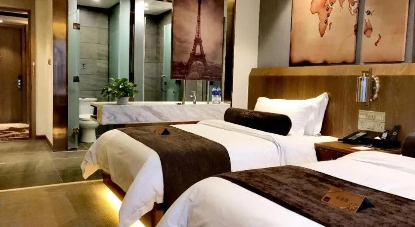 Bed in James Joyce Coffetel Shijiazhuang Century Park Shiji Huamao