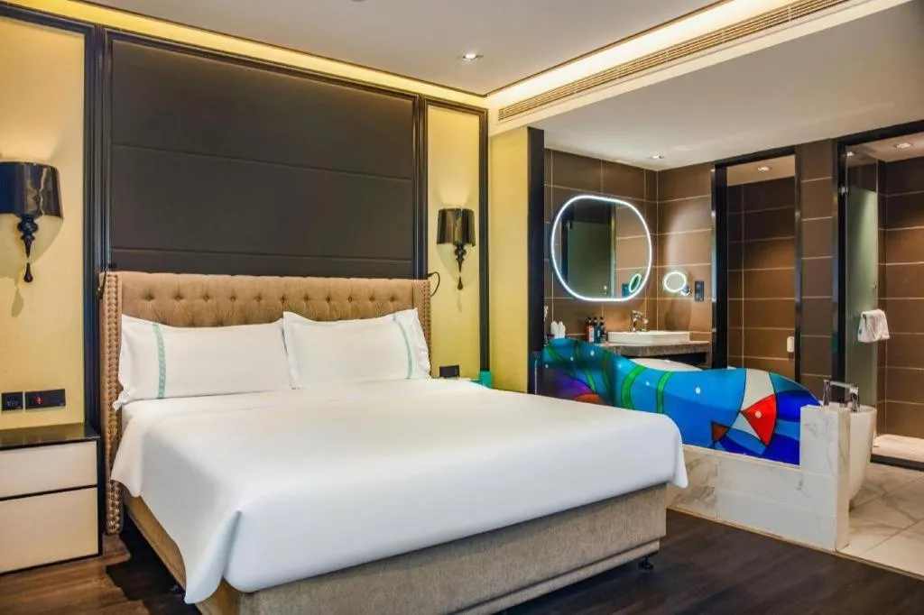 Bed in Xana Hotelle Beijing Olympic Park South Lishuiqiao Metro Station