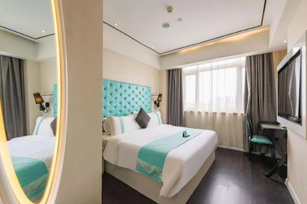 Bed in Xana Hotelle Shijiazhuang Zhongchu Plaza Shizhuang Metro Station