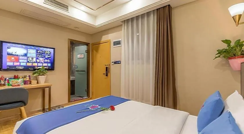 Bed in PAI Hotel·Chengdu Jintang Huaikou Huaizhou Avenue