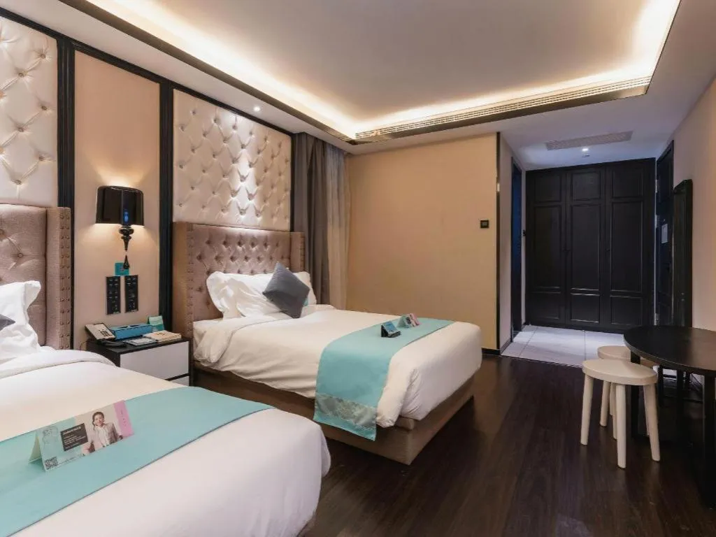 Bed in Xana Hotelle Shaghai Hongqiao Hub National Exhibition Center Qibao Lianming Road