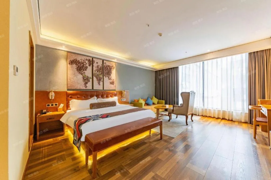 Bed in James Joyce Coffetel Guangyuan High-Speed Railway Station Dongba Municipal Government