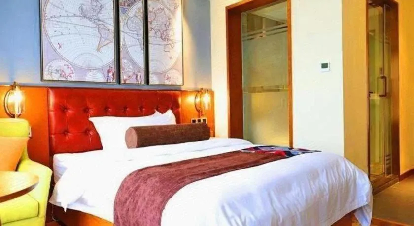 Bed in James Joyce Coffetel Guangyuan High-Speed Railway Station Dongba Municipal Government