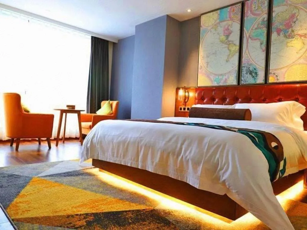 Bed in James Joyce Coffetel Guangyuan High-Speed Railway Station Dongba Municipal Government