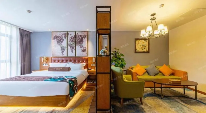 Bed in James Joyce Coffetel Guangyuan High-Speed Railway Station Dongba Municipal Government