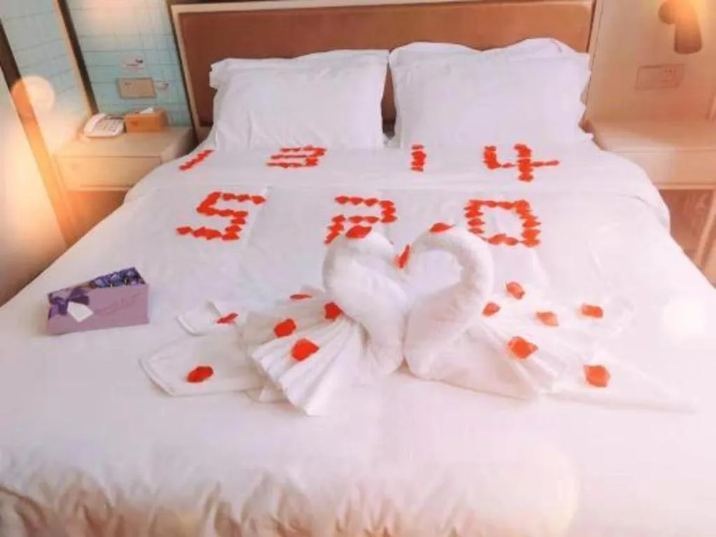 Bed in Borrman Hotel Hefei Guogou Plaza Sanli'an Metro Station