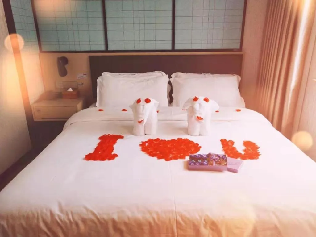 Bed in Borrman Hotel Hefei Guogou Plaza Sanli'an Metro Station