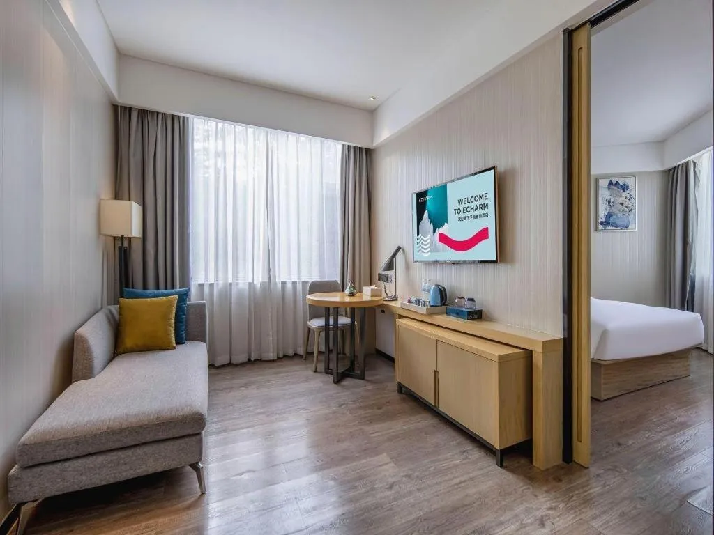 Bed in Echarm Hotel Nanning the MixC Exhibition Center Metro Station