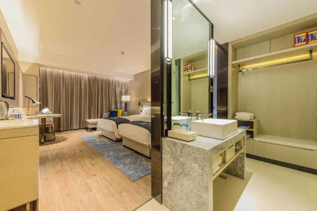 Bed in Echarm Hotel Wuhan Hankou Station Changgang Road Metro Station