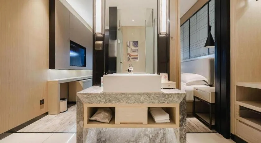 Bed in Echarm Hotel Wuhan Hankou Station Changgang Road Metro Station