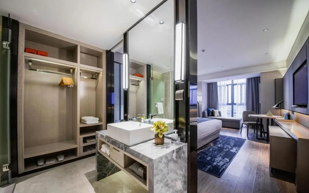 Bed in Echarm Hotel Wuhan Hankou Station Changgang Road Metro Station