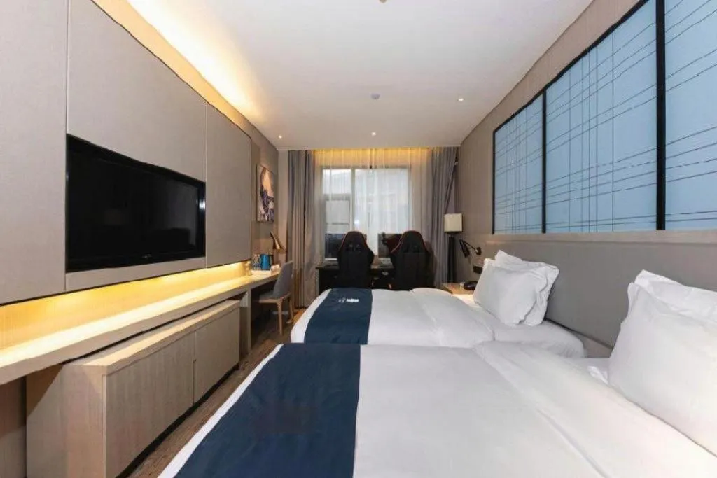 Bed in Echarm Hotel Wuhan Hankou Station Changgang Road Metro Station