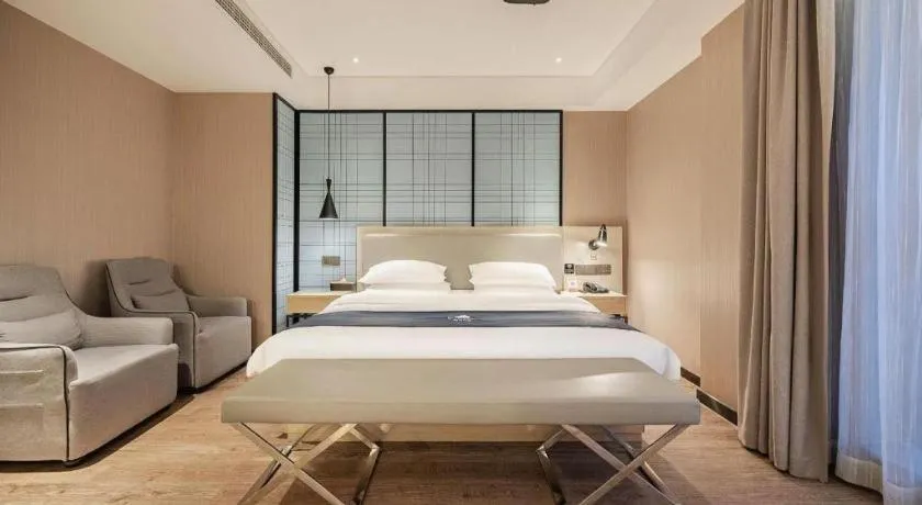 Bed in Echarm Hotel Wuhan Hankou Station Changgang Road Metro Station