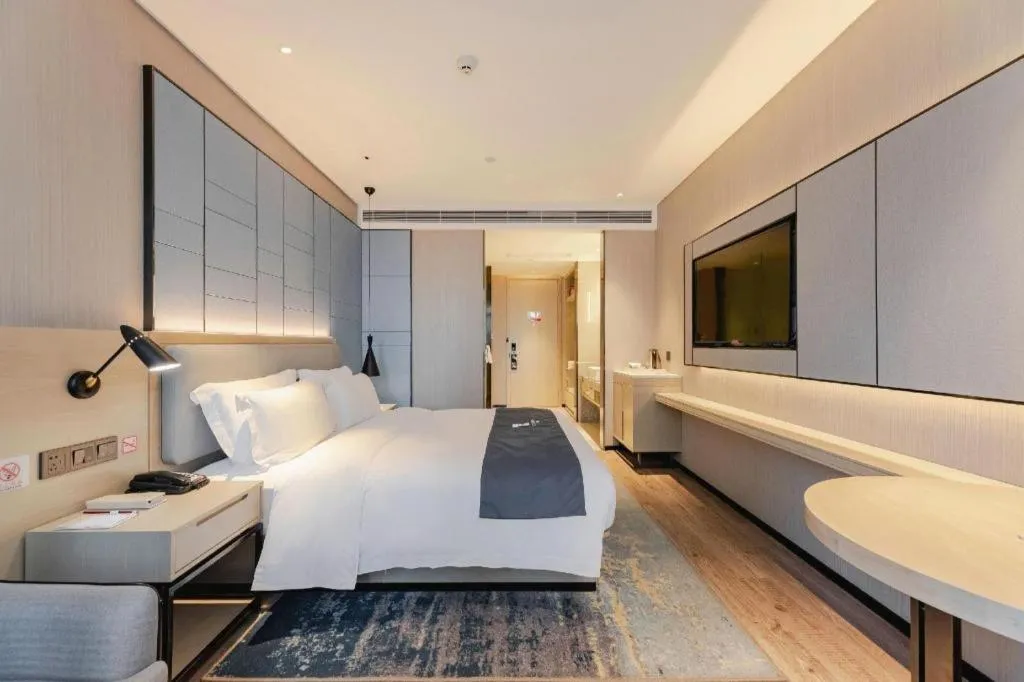 Bed in Echarm Hotel Wuhan Hankou Station Changgang Road Metro Station