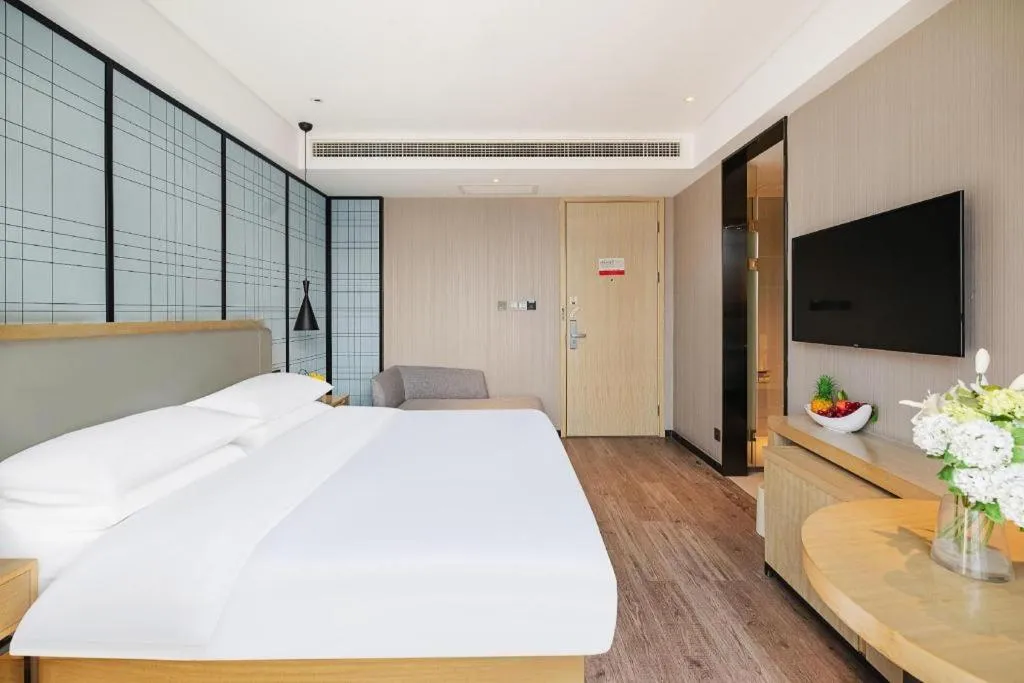 Bed in Echarm Hotel Wuhan Hankou Station Changgang Road Metro Station