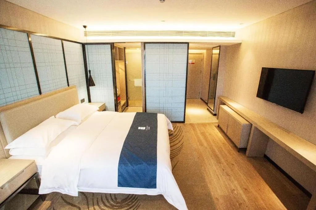 Bed in Echarm Hotel Wuhan Hankou Station Changgang Road Metro Station