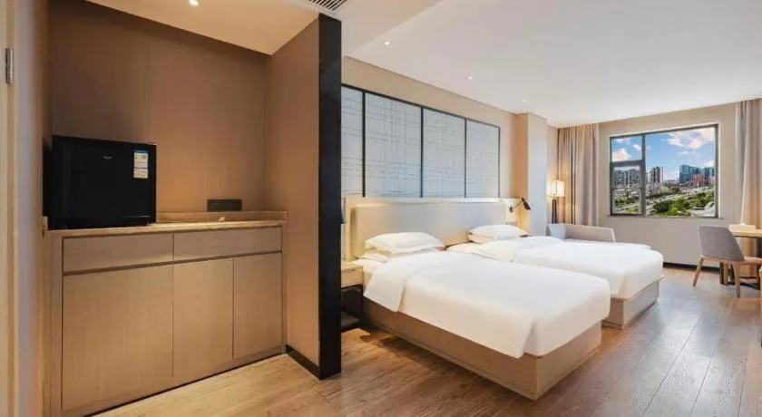 Bed in Echarm Hotel Wuhan Hankou Station Changgang Road Metro Station