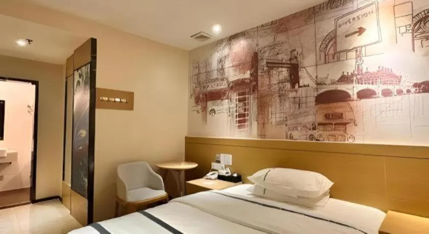 Bed in City Comfort Inn Zhuhai Qinglv Middle Road Riyuebei Grand Theater