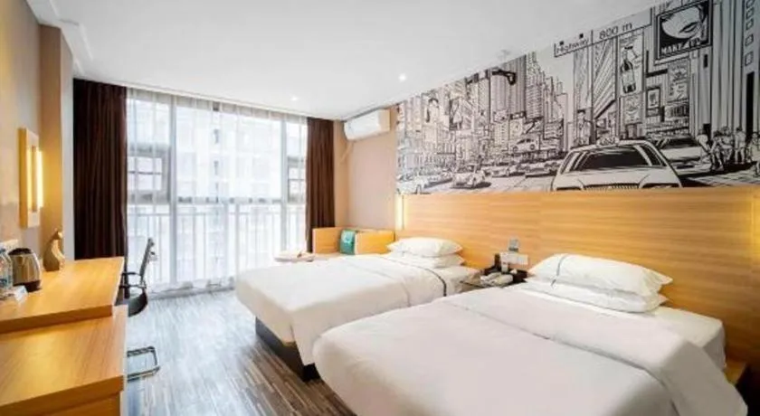 Bed in City Comfort Inn Lichuan Railway Station Tenglong Cave