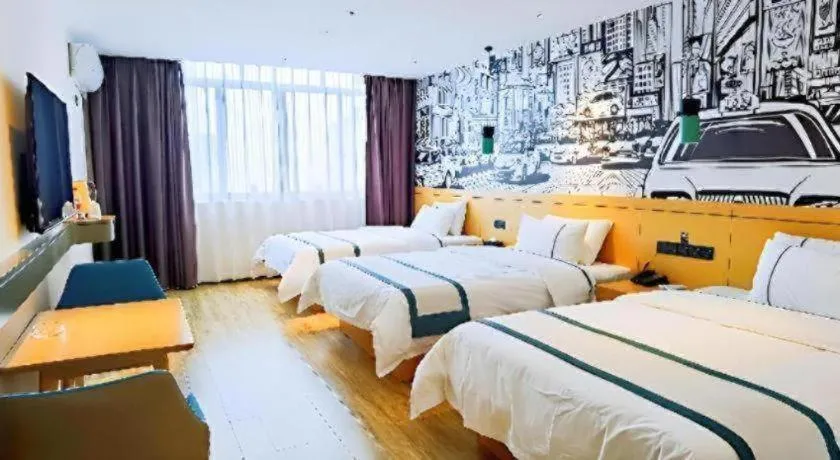 Bed in City Comfort Inn Hezhou Huangyao Ancient Town