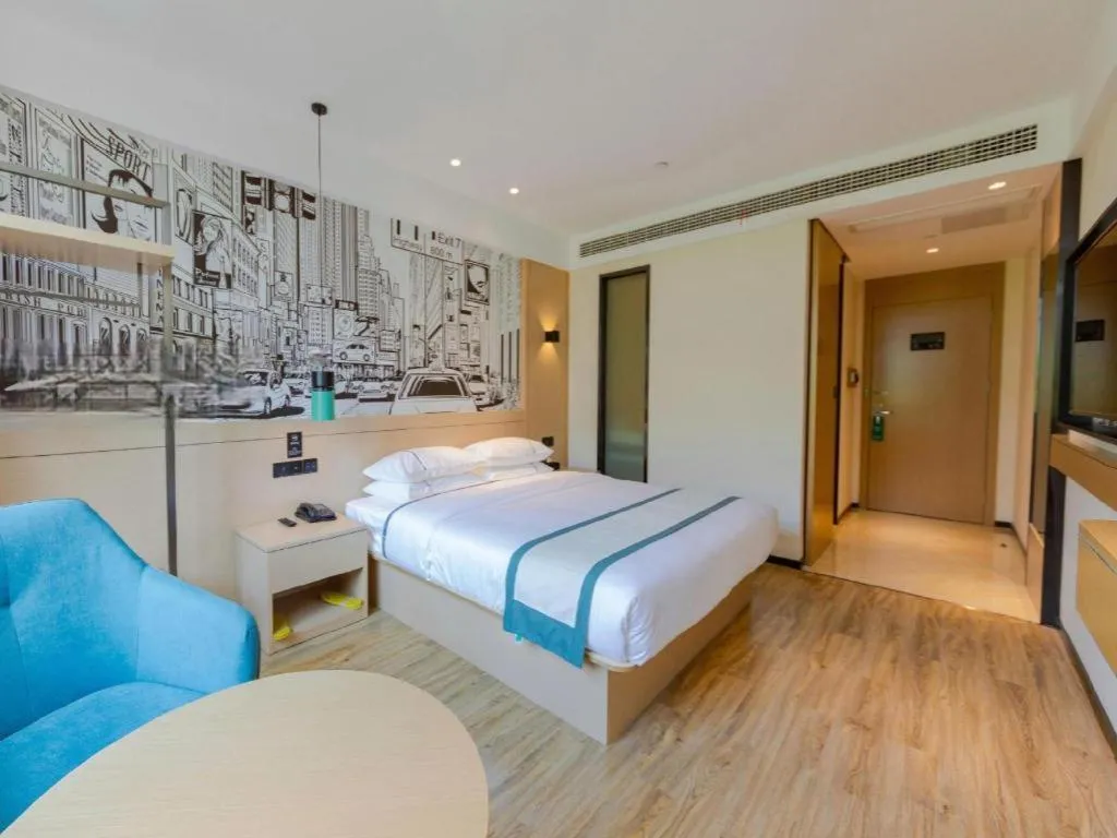 Bed in City Comfort Inn Wuhan Daxueyuan Road Qingfeng Villa