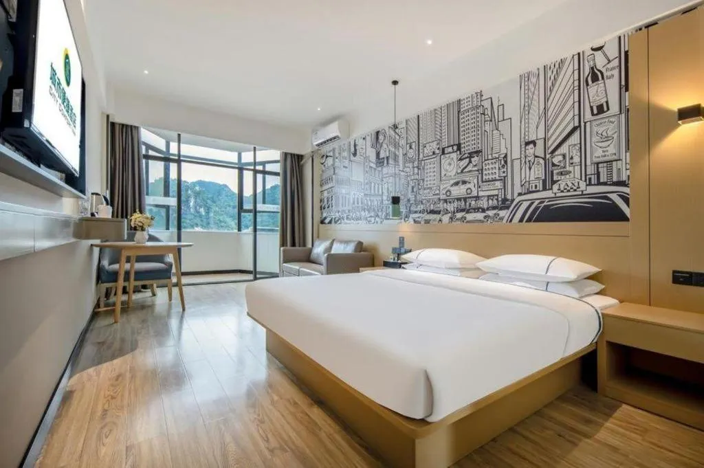 Bed in City Comfort Inn Liuzhou Gubu Street Ma'anshan Park