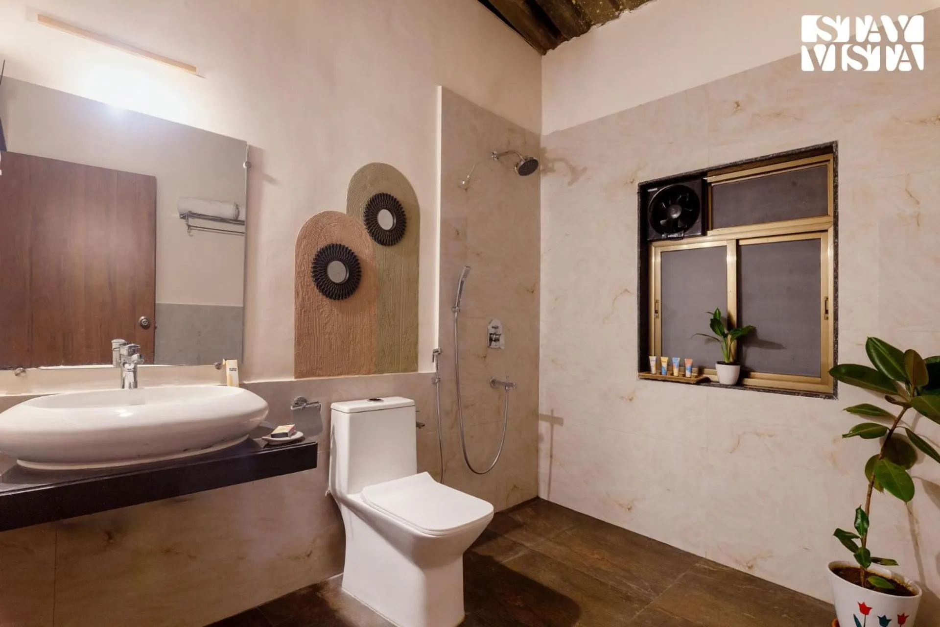 Bathroom in StayVista at Mangifera Agro Estate with Pool, Wi-Fi