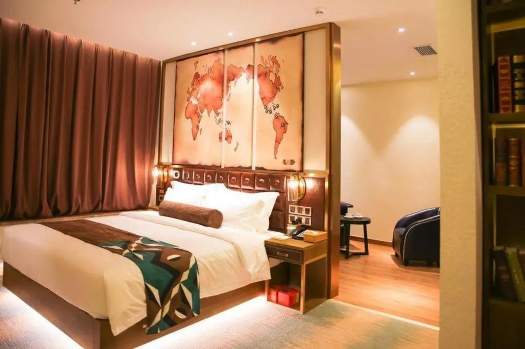 Bed in James Joyce Coffetel Shijiazhuang Wanda Plaza Tangu Metro Station