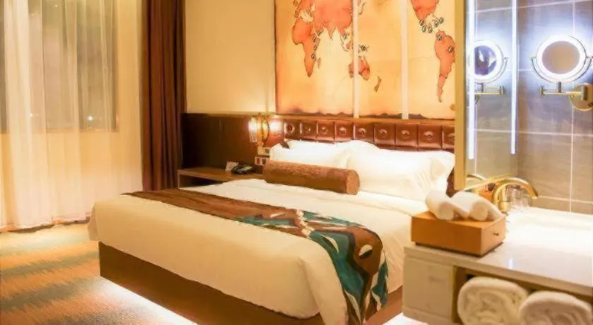 Bed in James Joyce Coffetel Shijiazhuang Wanda Plaza Tangu Metro Station