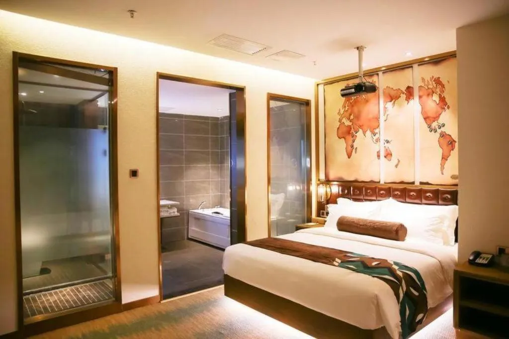 Bed in James Joyce Coffetel Shijiazhuang Wanda Plaza Tangu Metro Station