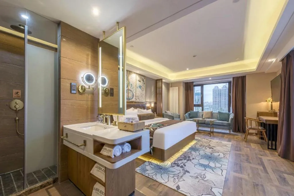 Bed in James Joyce Coffetel Harbin West High-speed Railway Station Wanda Plaza