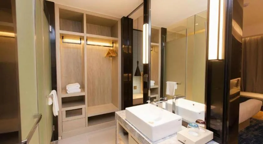 Bed in Echarm Hotel Tai'an Taishan Tianwai Village Hongmen