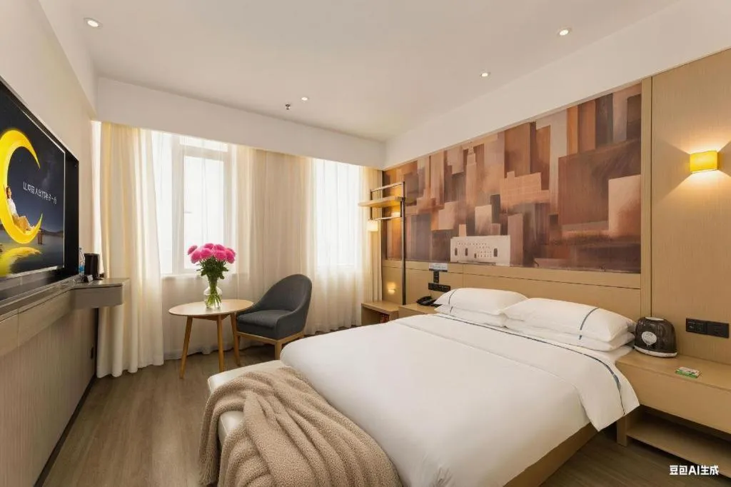 Bed in City Comfort Inn Chengdu Wenjiang Zhujiang Square Guanghua Park Metro Station