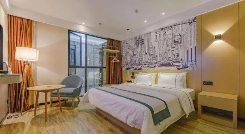 Bed in City Comfort Inn Chengdu Wenjiang Zhujiang Square Guanghua Park Metro Station