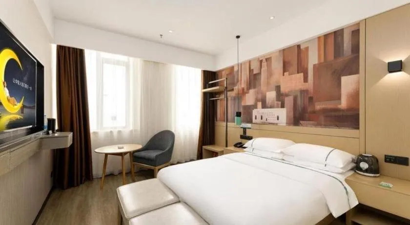 Bed in City Comfort Inn Chengdu Wenjiang Zhujiang Square Guanghua Park Metro Station