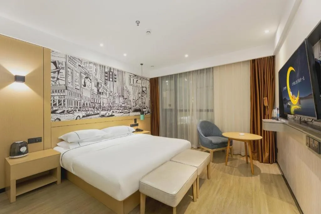 Bed in City Comfort Inn Chengdu Wenjiang Zhujiang Square Guanghua Park Metro Station