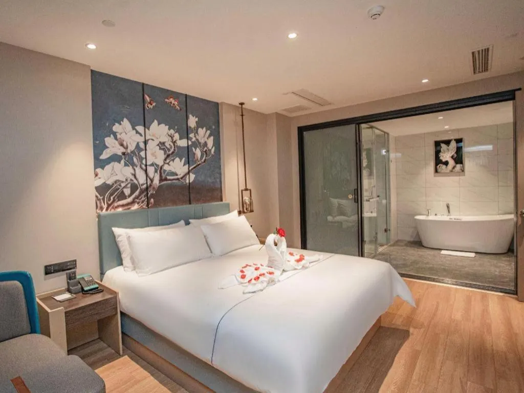 Bed in Magnotel Hotel Guangyuan Nanhe Bus Station Beijing Road