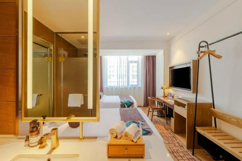 Bed in James Joyce Coffetel Beijing Yizhuang Development Zone Chicheng Times Square