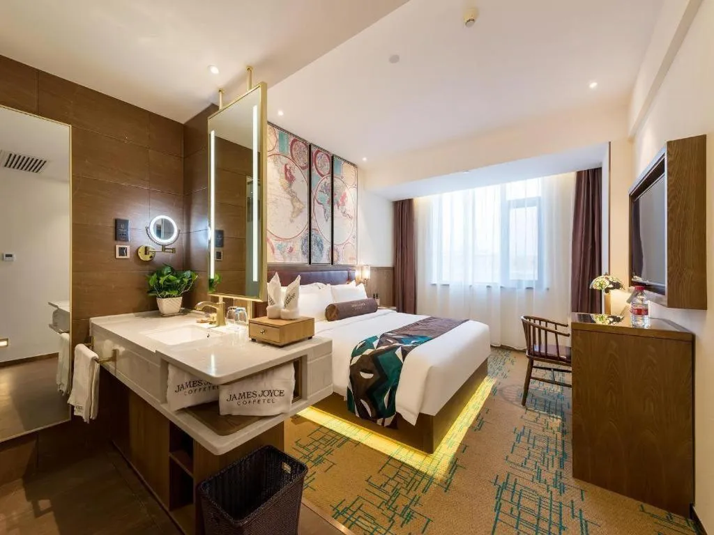 Bed in James Joyce Coffetel Beijing Yizhuang Development Zone Chicheng Times Square