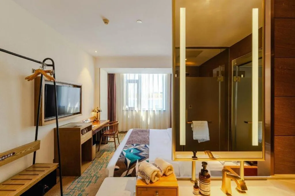 Bed in James Joyce Coffetel Beijing Yizhuang Development Zone Chicheng Times Square